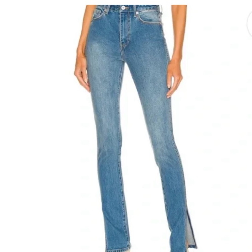 Something Navy medium blue, demim pants with slit size 2 brand new with tags